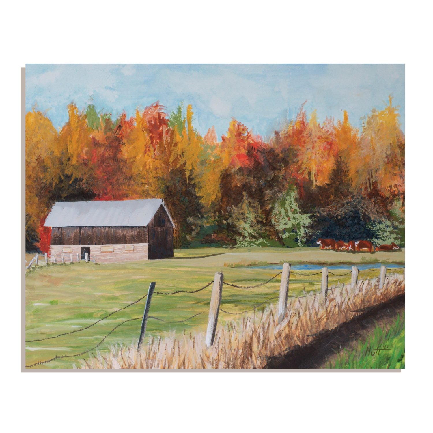 Midwest Fall Farm Original Painting image 0