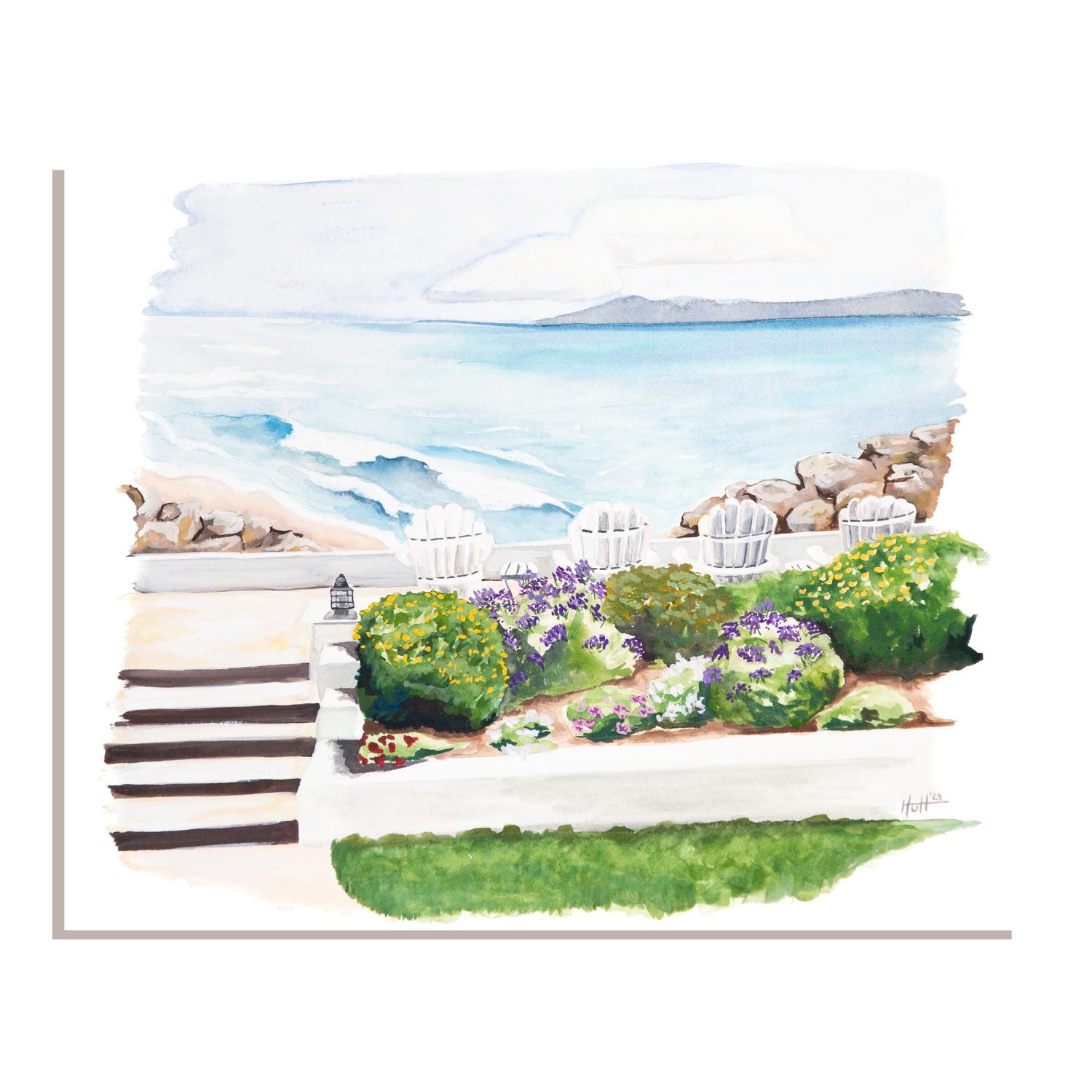 Santa Barbara Beach House Original Painting image 0