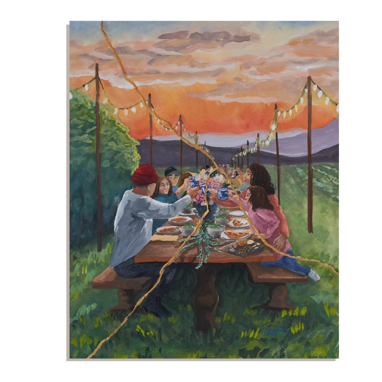 Crowded Table - 11x14 Gold image