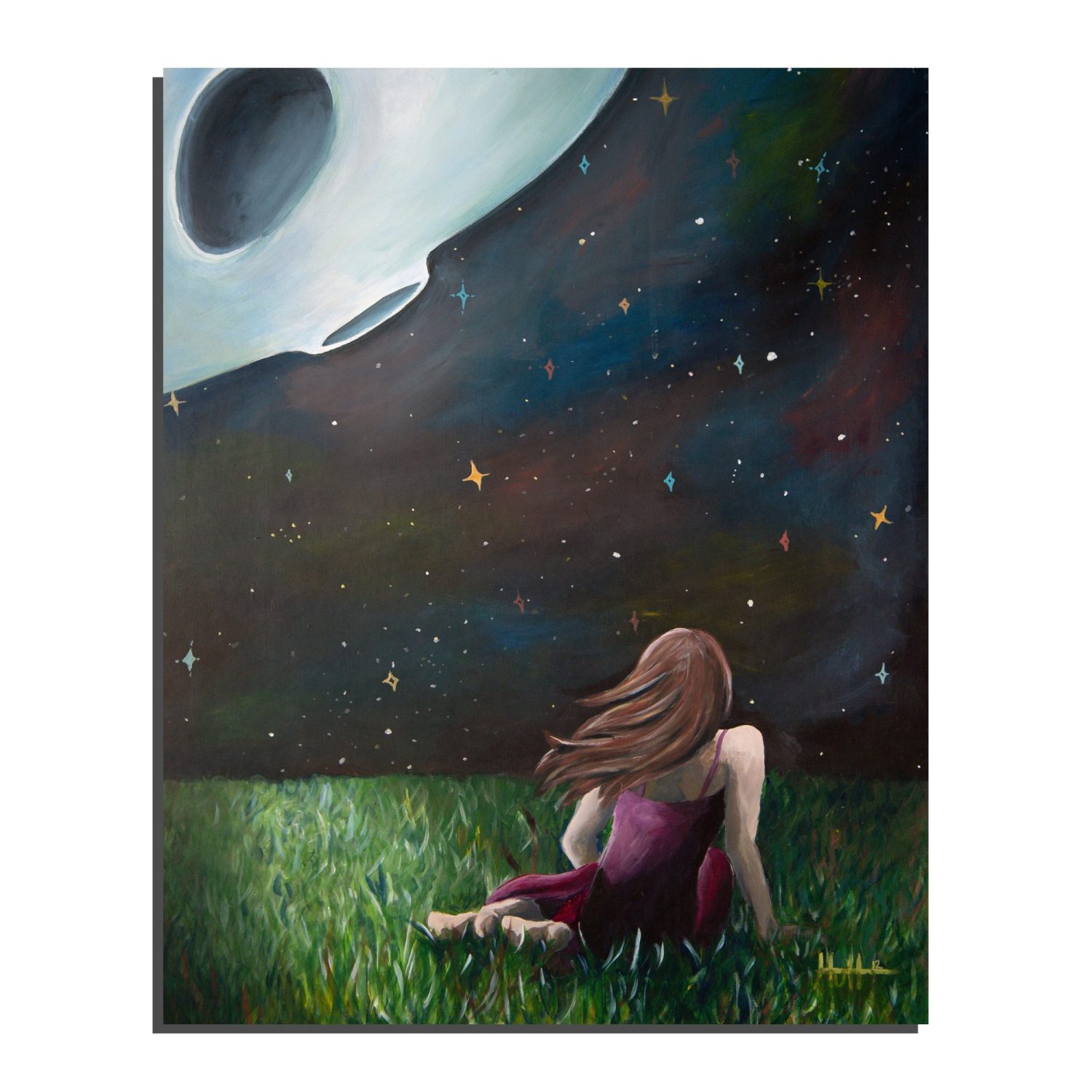 Girl Who Chased the Moon Modern Magic Art Print