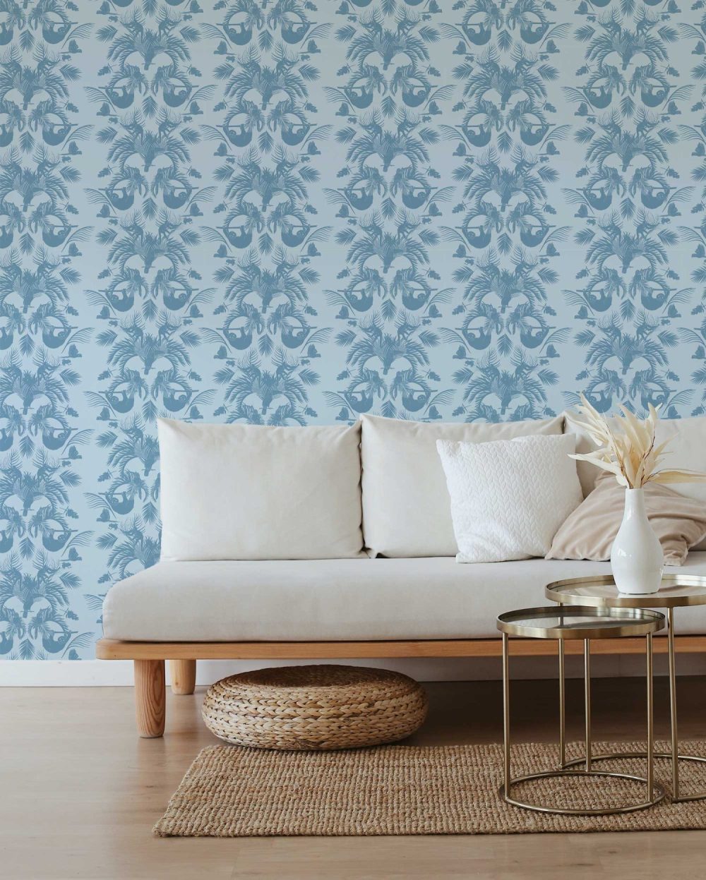 Blue tropical silhouette wallpaper from the Pura Vida Collection at Modern Magic