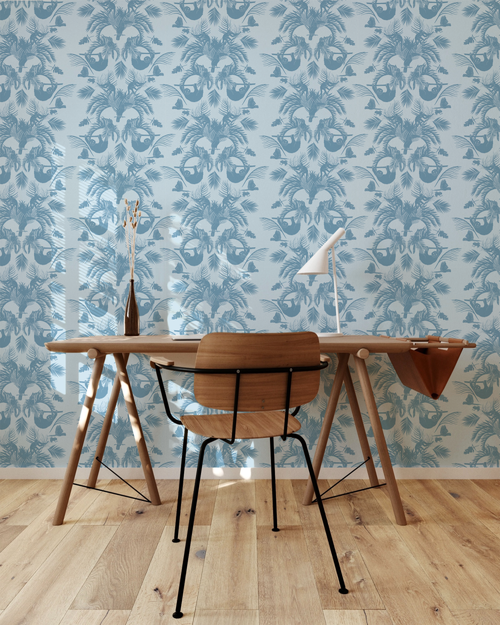 Blue tropical silhouette wallpaper from the Pura Vida Collection at Modern Magic