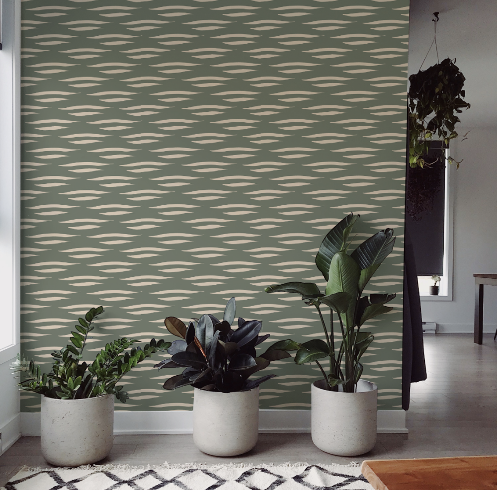 Tribal Boho Green Wallpaper