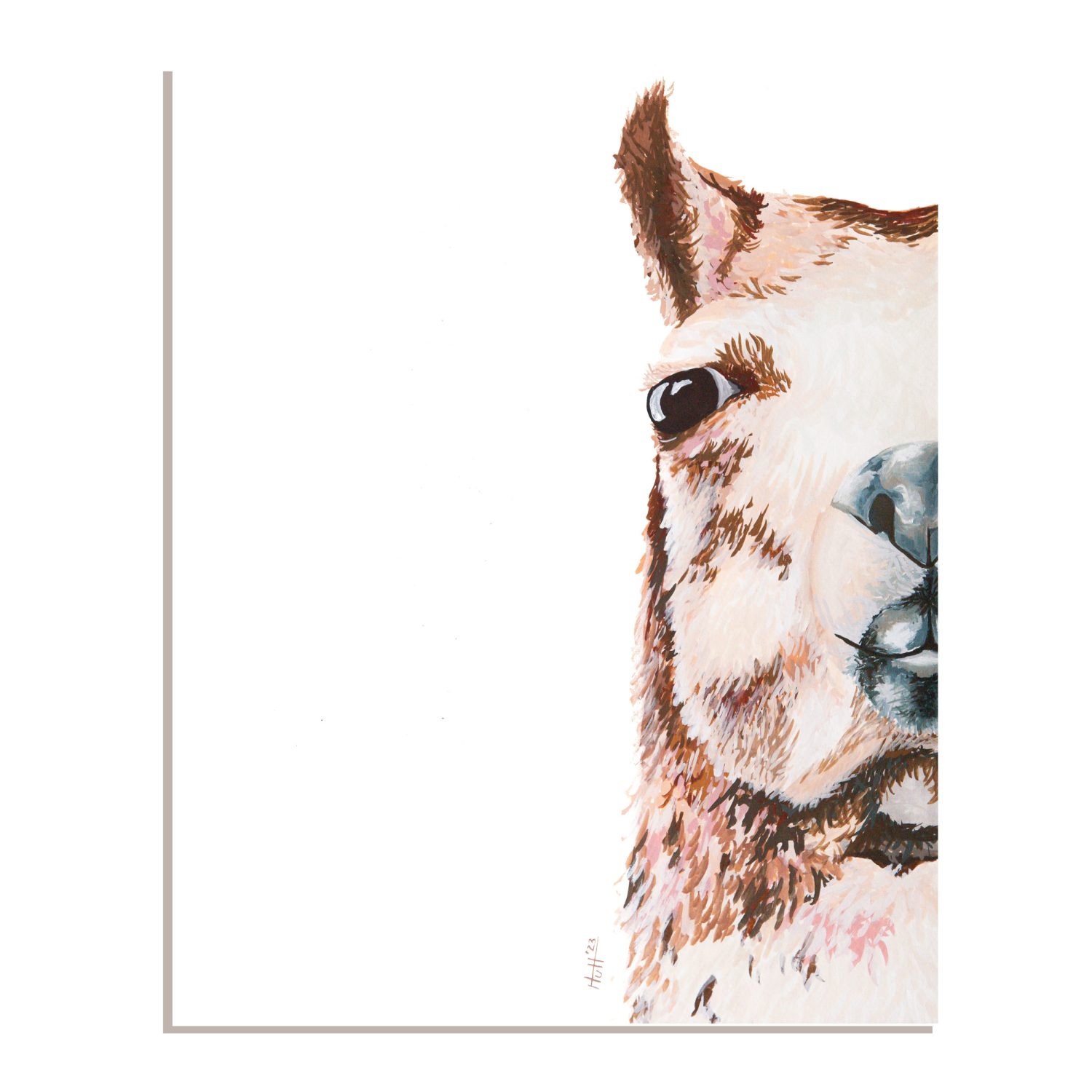 Llama Gouache print for office or kids room