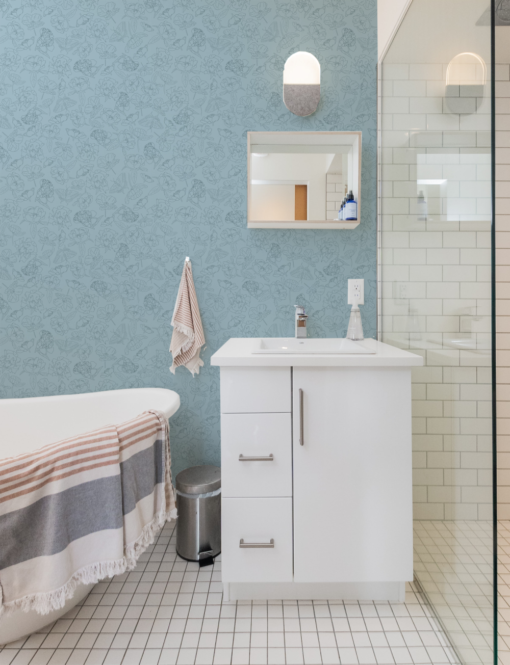 Soft Blue Summer Florals wallpaper