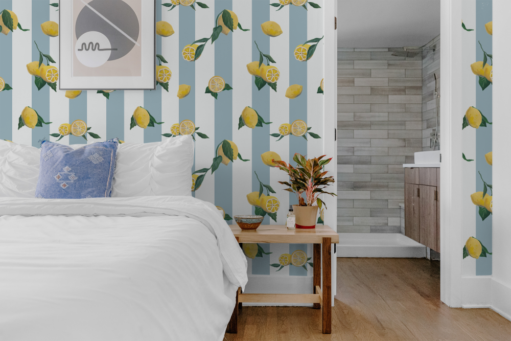 Live Gives You Lemons Wallpaper with blue stripes