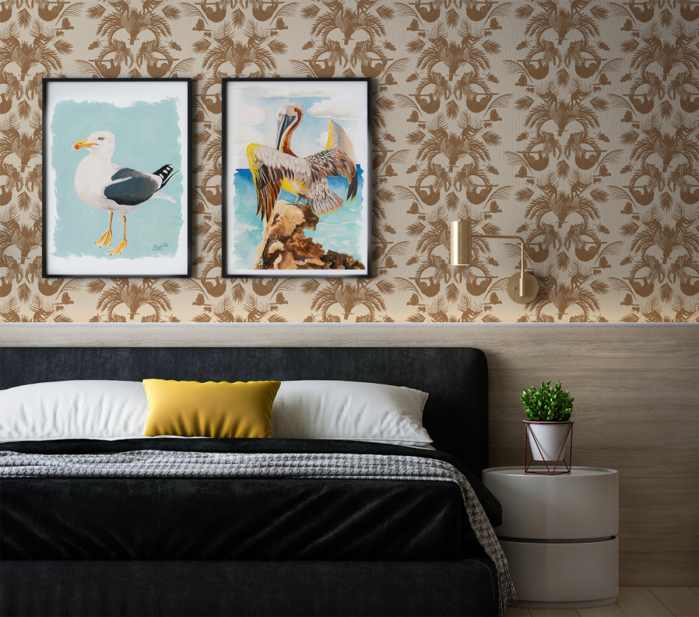 Terracotta tropical silhouette wallpaper from the Pura Vida Collection at Modern Magic