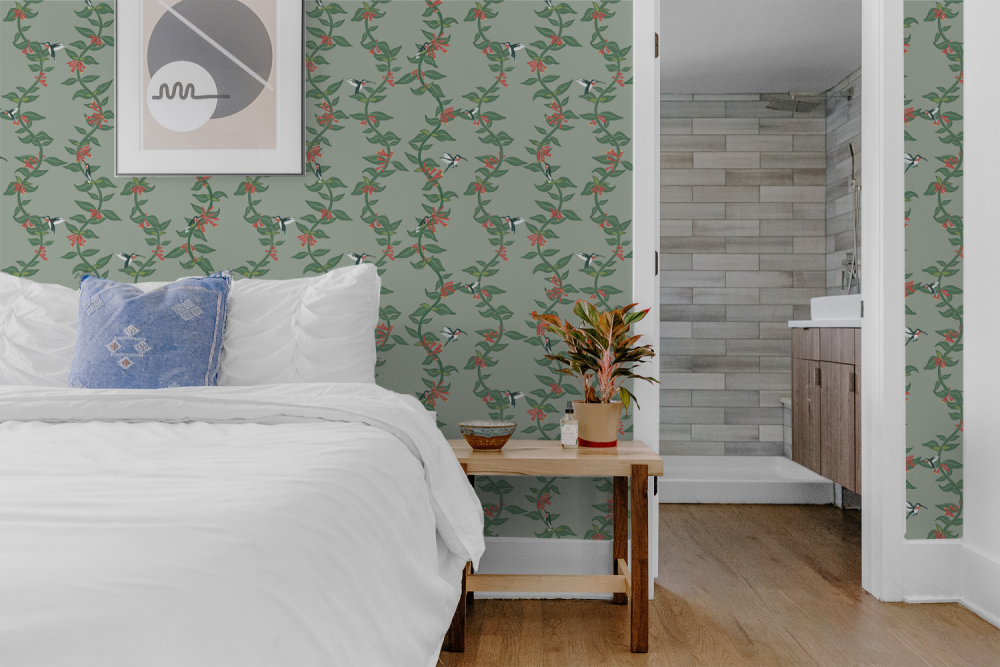 Honeysuckle Memories with hummingbirds wallpaper