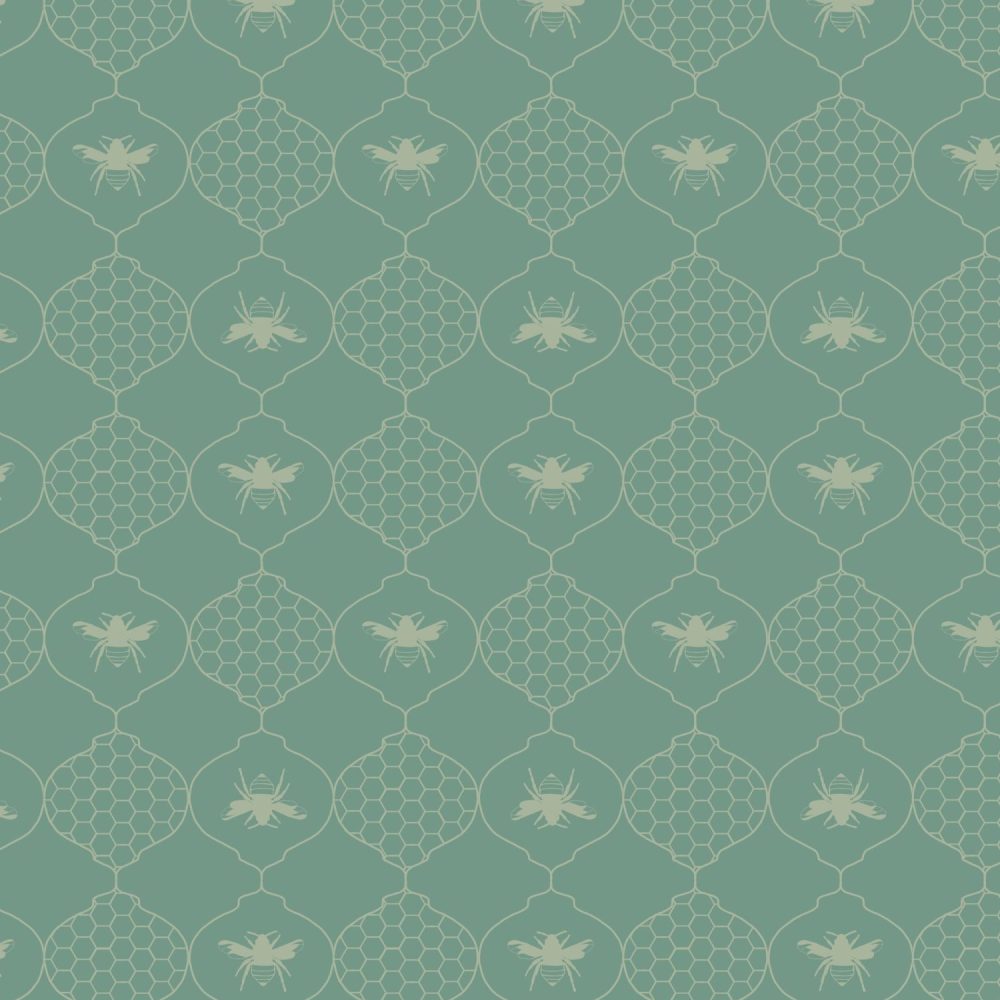 Luxe Bumble Bees wallpaper in green