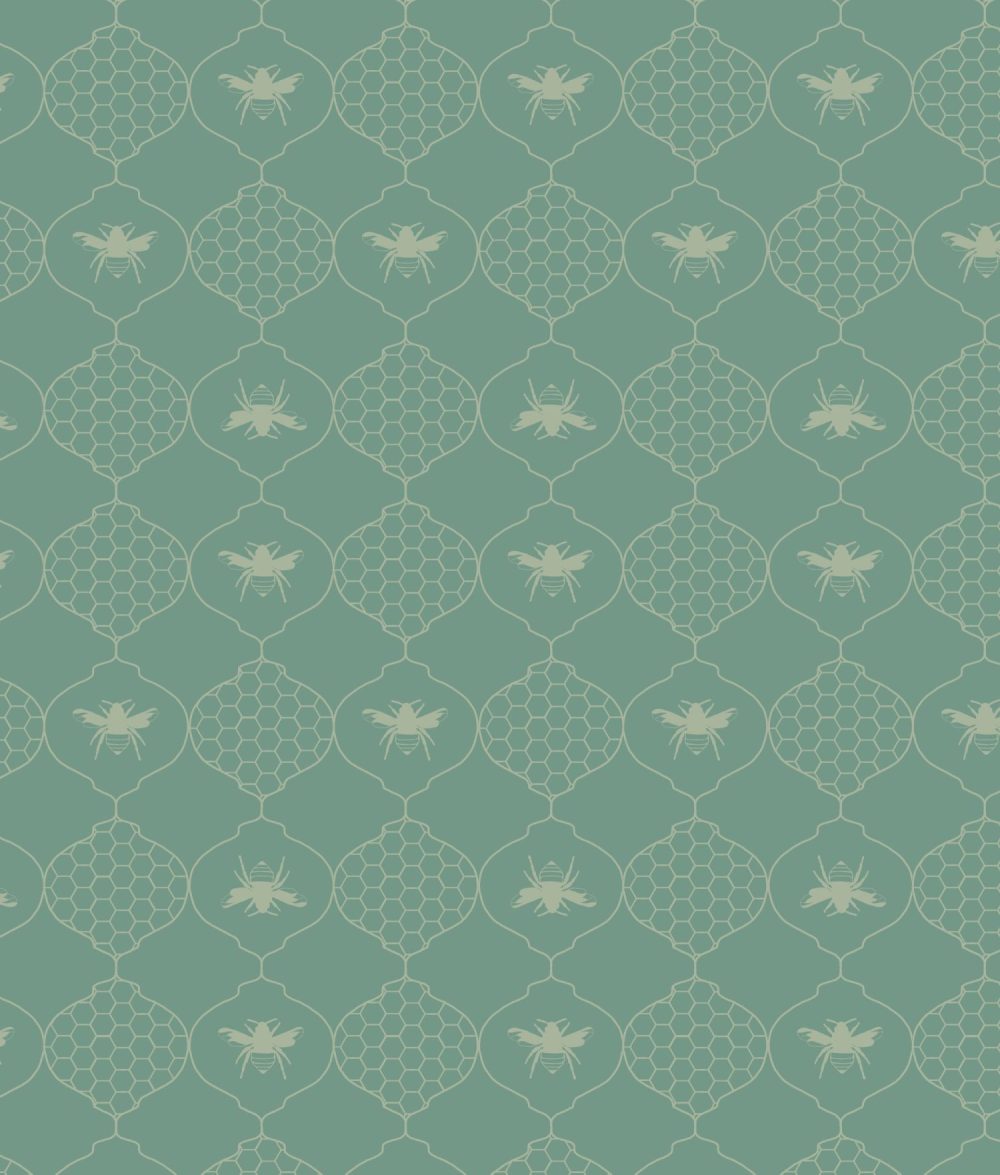 Luxe Bumble Bees wallpaper in green