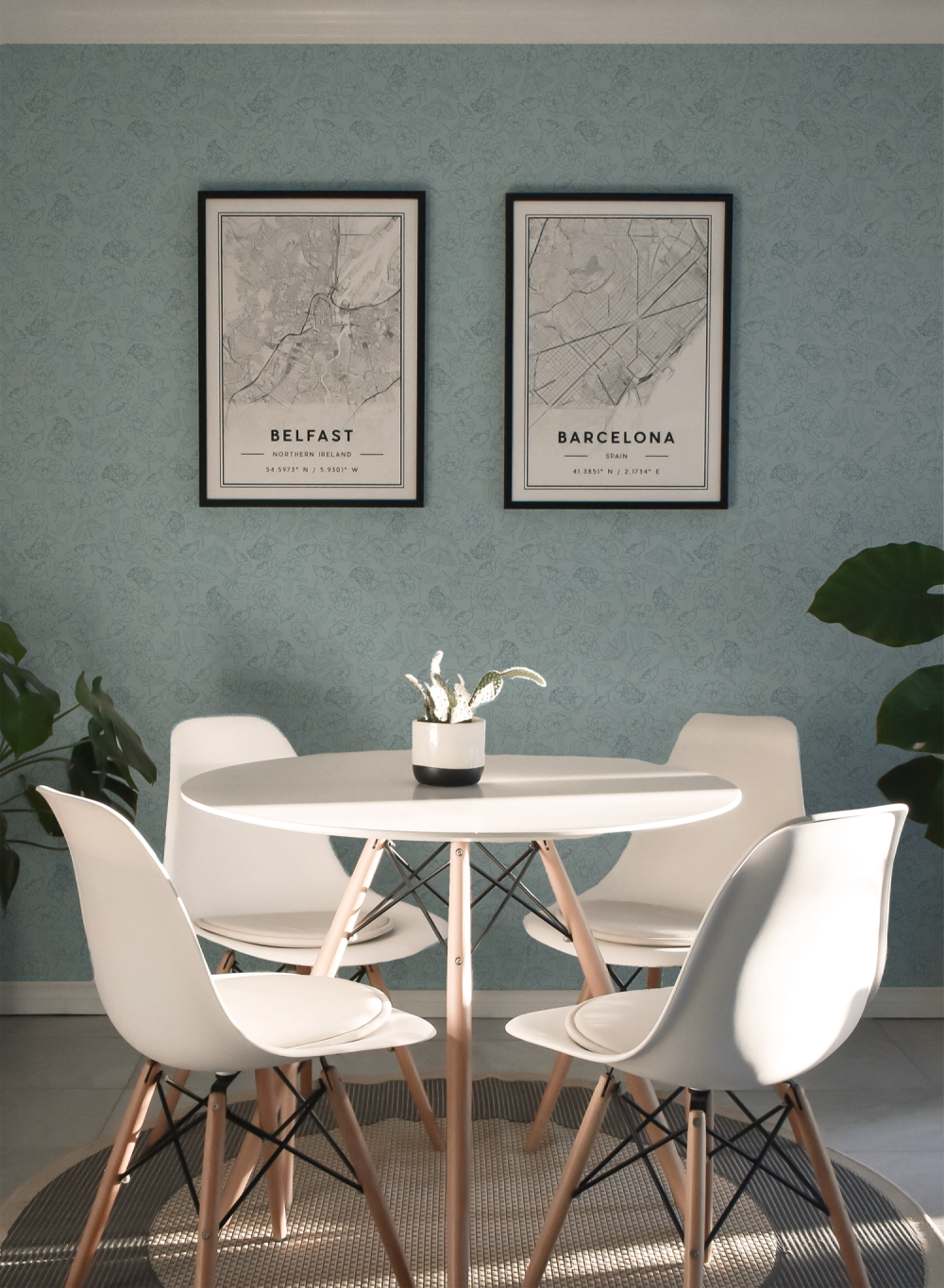 Soft Blue Summer Florals wallpaper