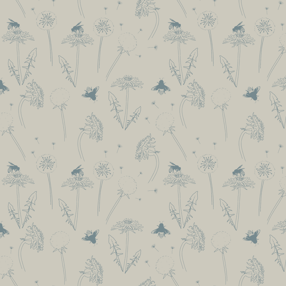 Honey Bee Dreams in Calming Blue wallpaper