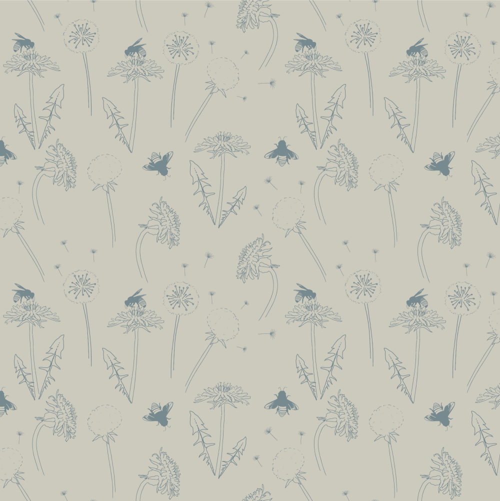 Honey Bee Dreams in Calming Blue wallpaper