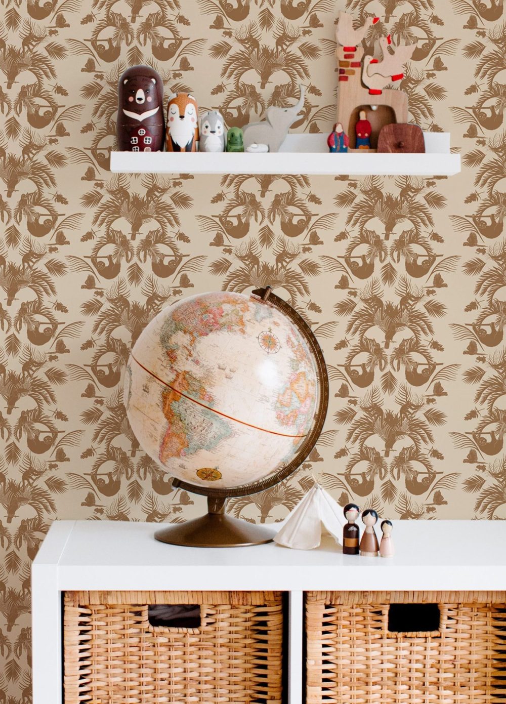 Terracotta tropical silhouette wallpaper from the Pura Vida Collection at Modern Magic