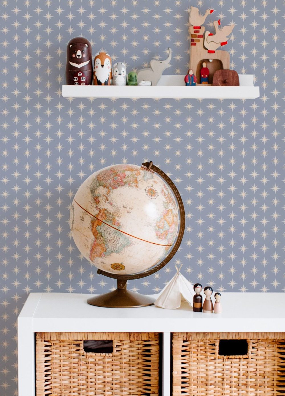 Northern Star wallpaper in periwinkle blue