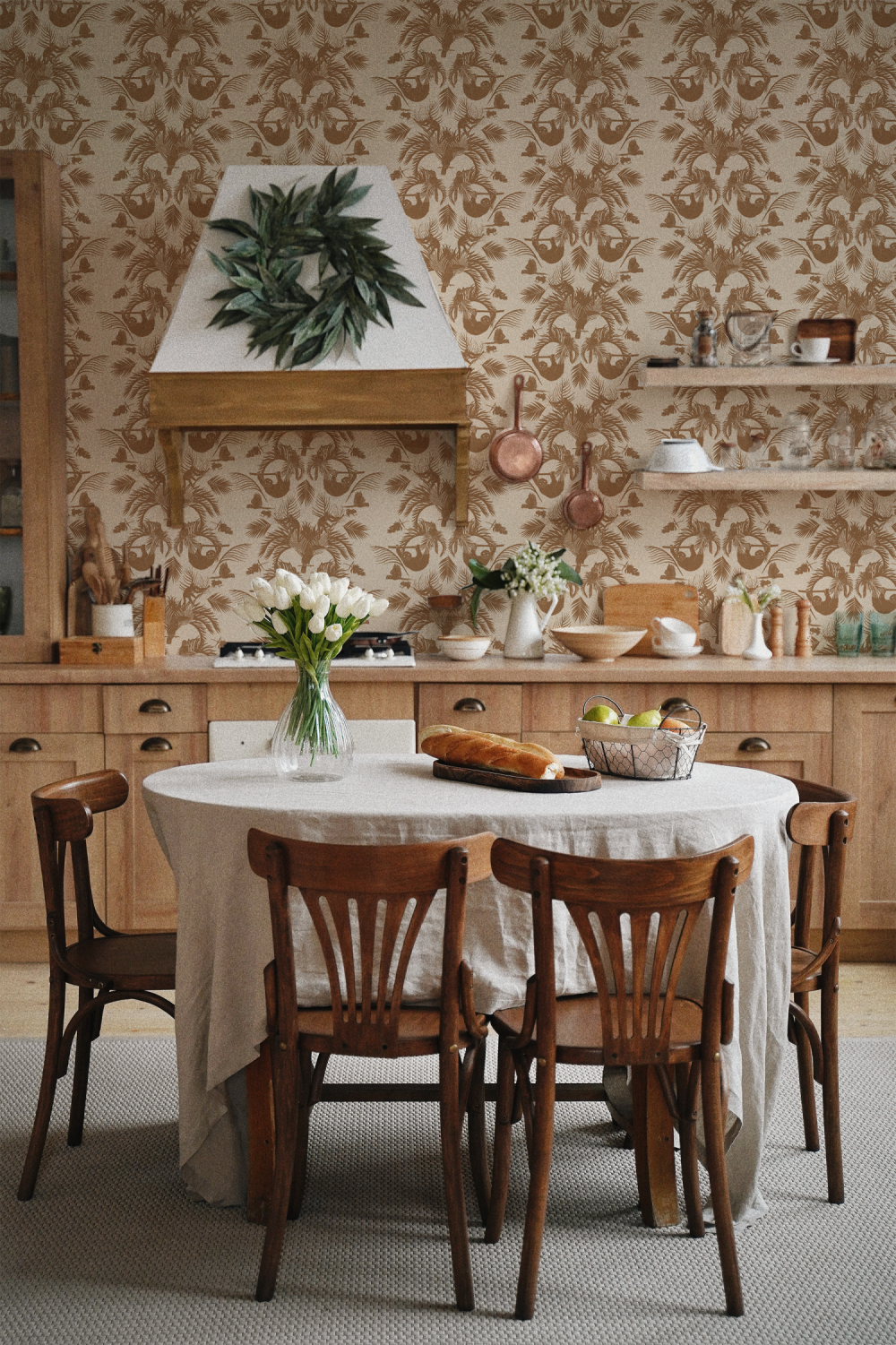 Terracotta tropical silhouette wallpaper from the Pura Vida Collection at Modern Magic