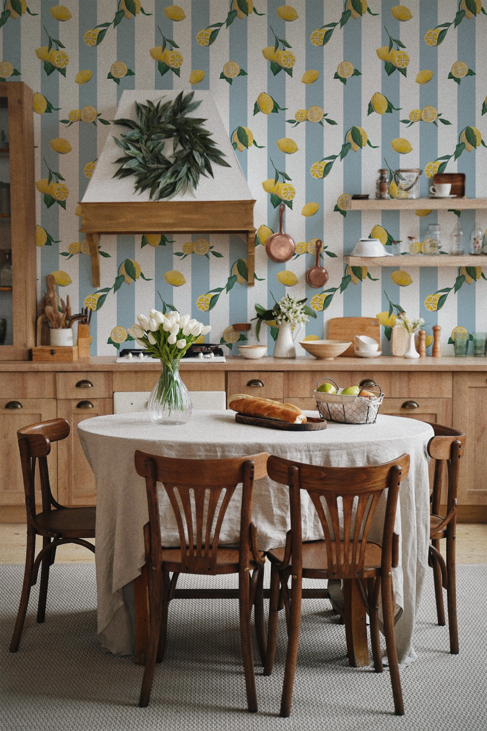 Live Gives You Lemons Wallpaper with blue stripes