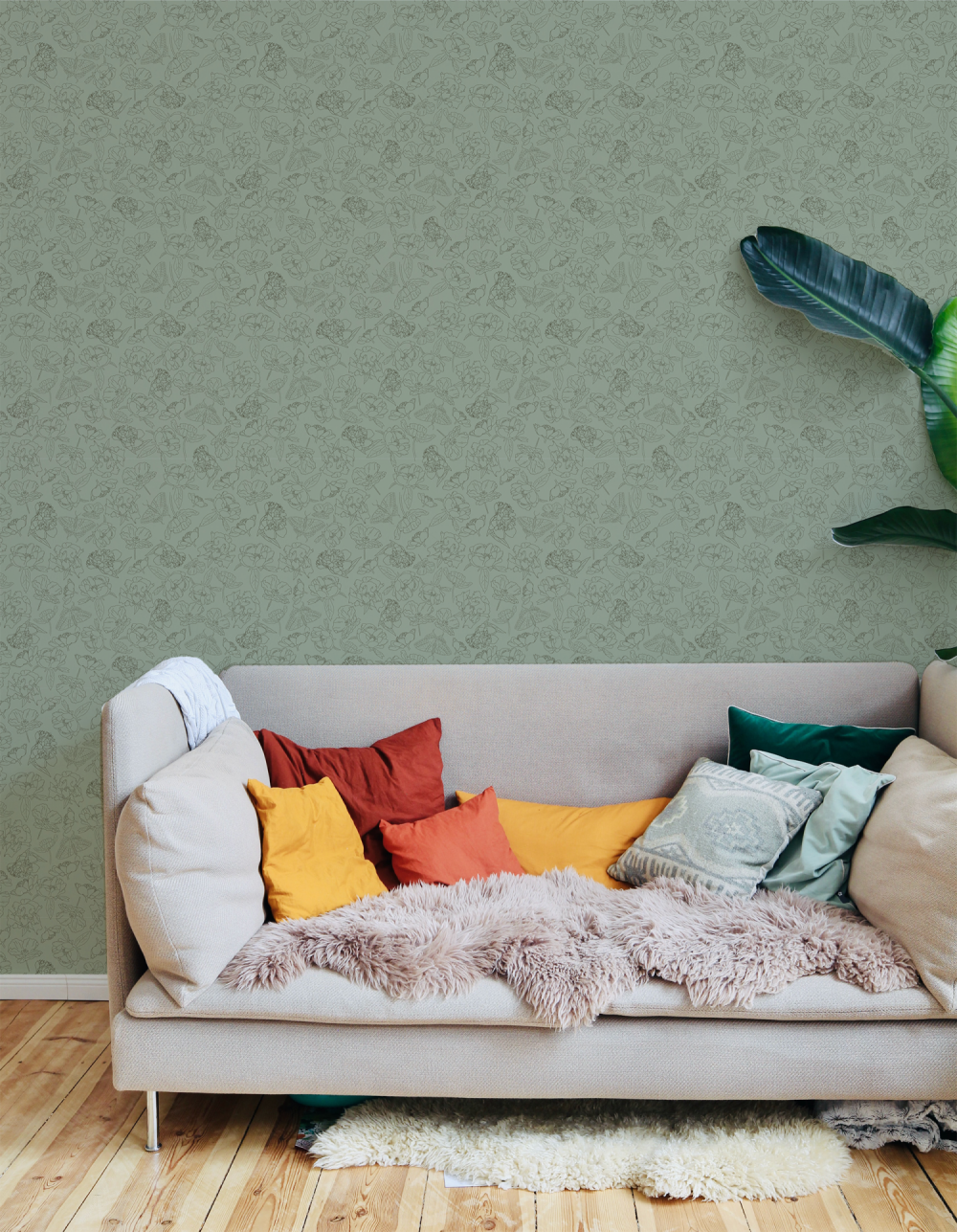 Soft Green Summer Florals wallpaper