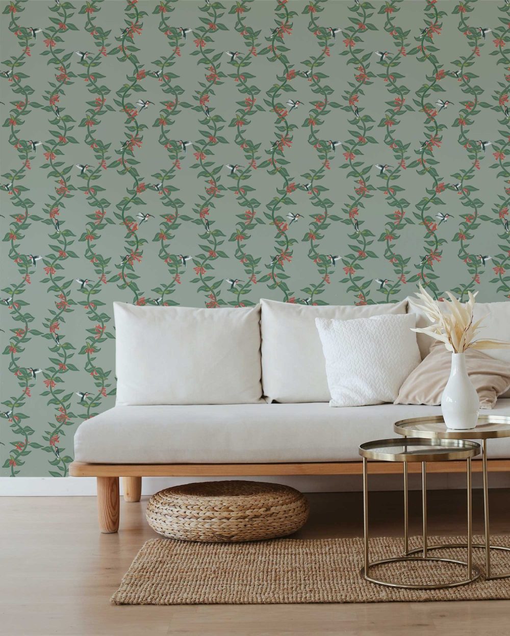 Honeysuckle Memories with hummingbirds wallpaper