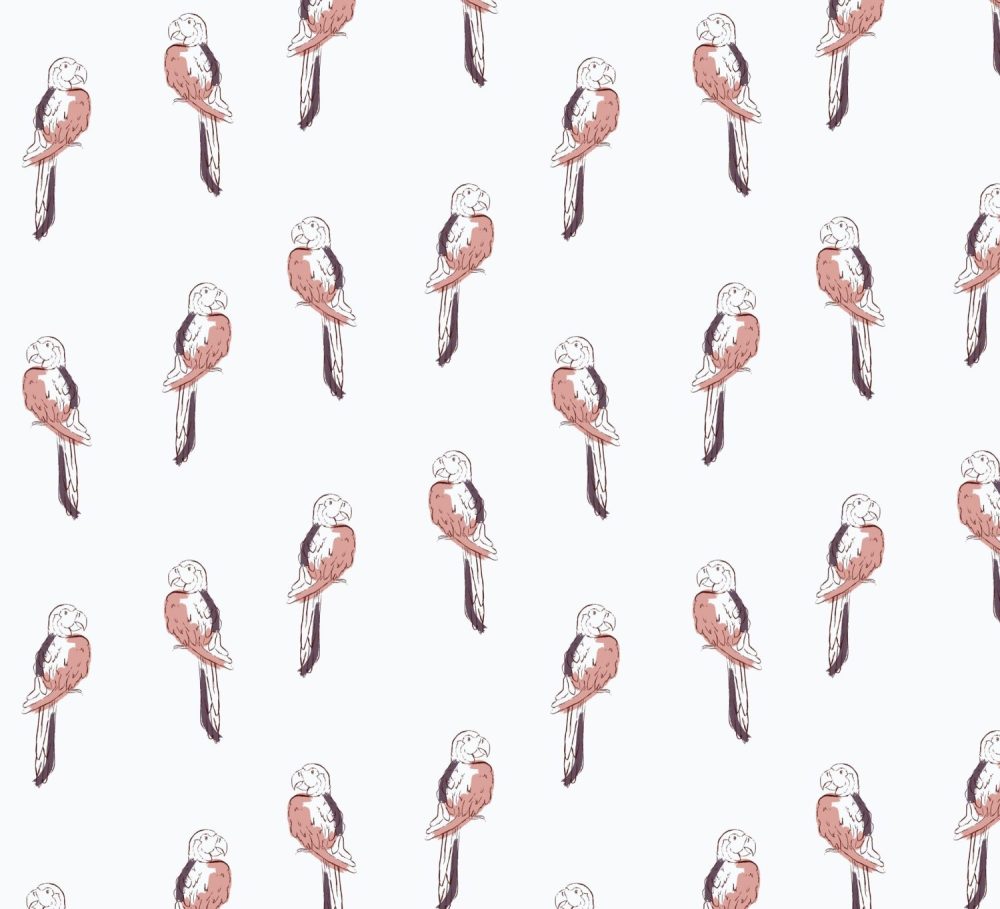 Tropical Macaw Birds in pink wallpaper by Modern Magic