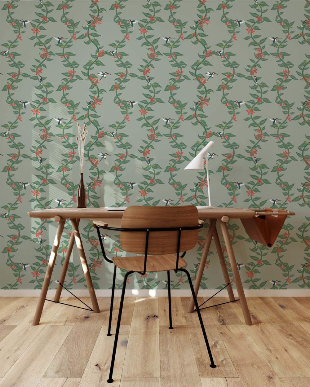 Honeysuckle Memories with hummingbirds wallpaper