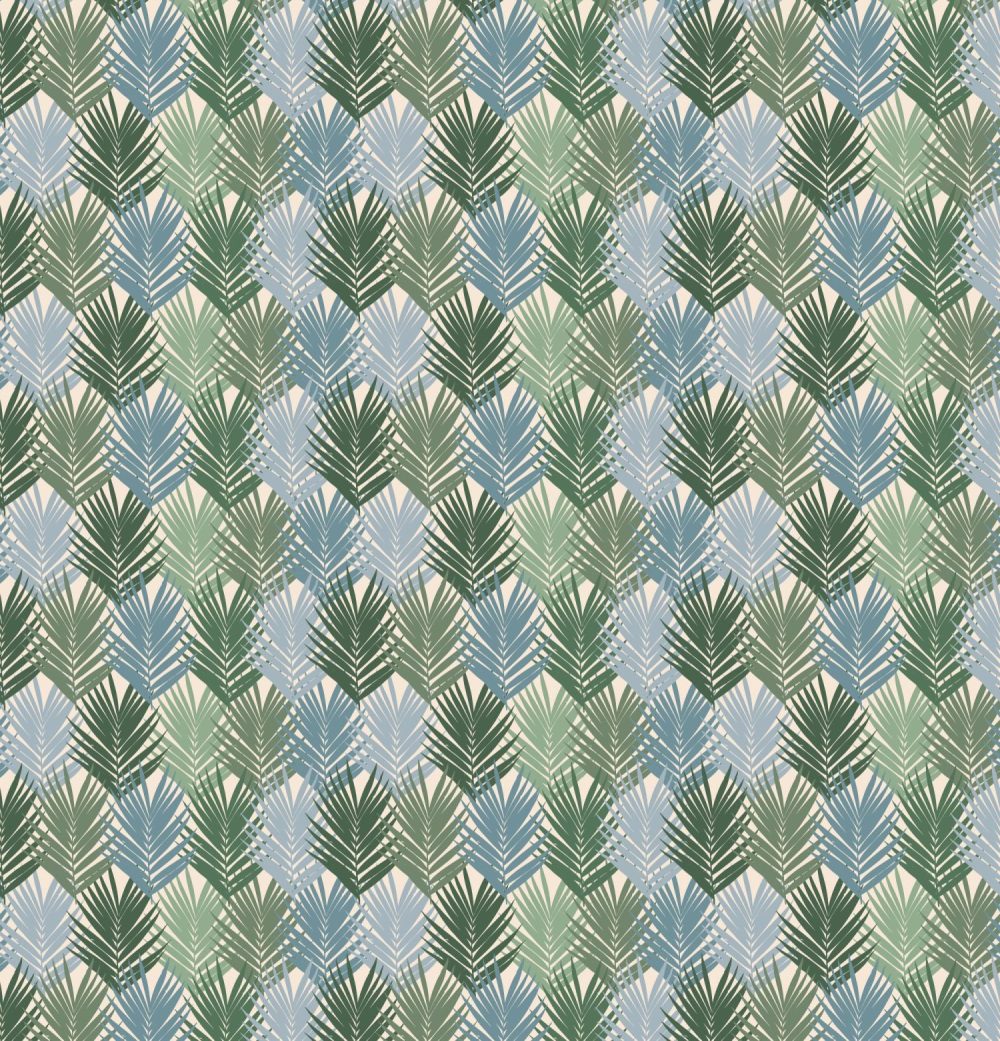 Color Blocked Palm Leaves in Green + Sage Wallpaper By Modern Magic