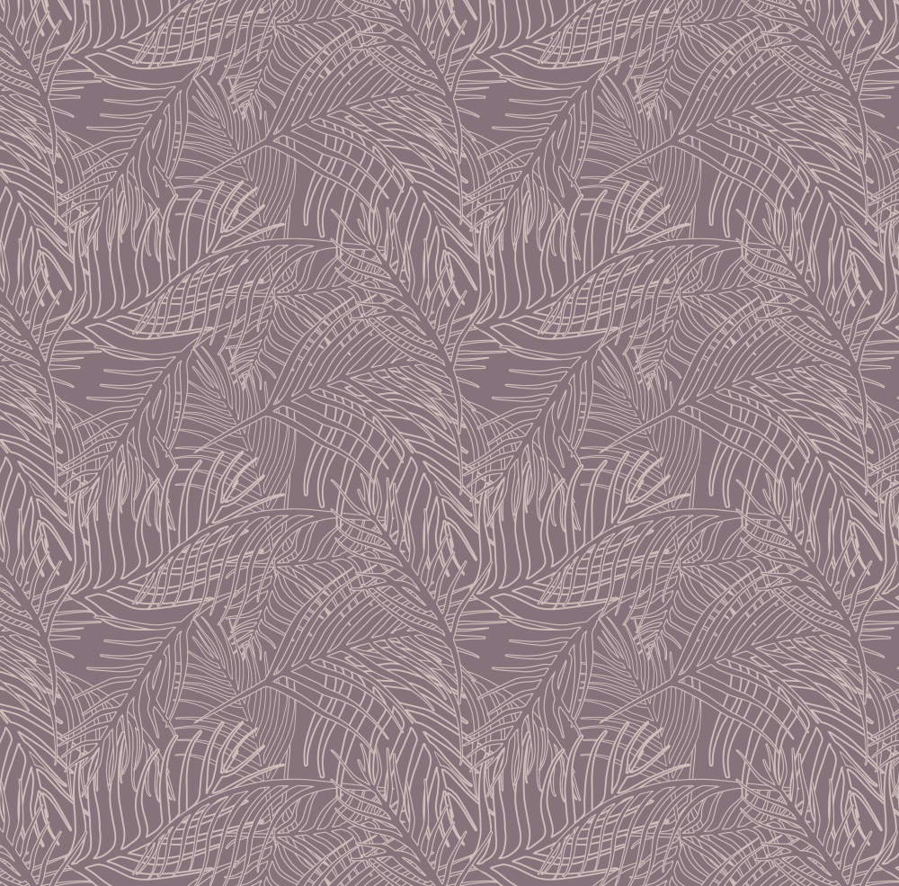 Illustrated Palm Leaves in Purple from the Modern Magic Pura Vida Wallpaper Collection.