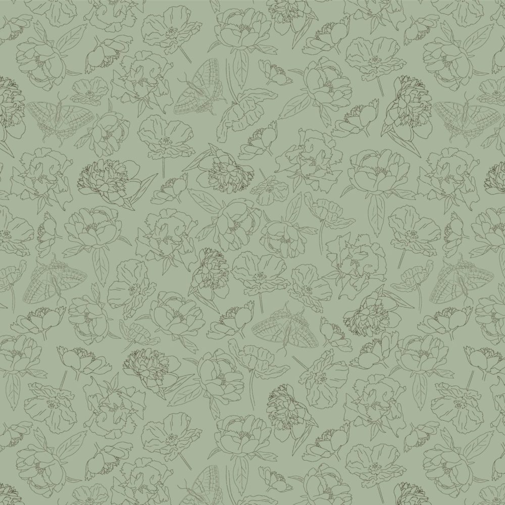 Soft Green Summer Florals wallpaper