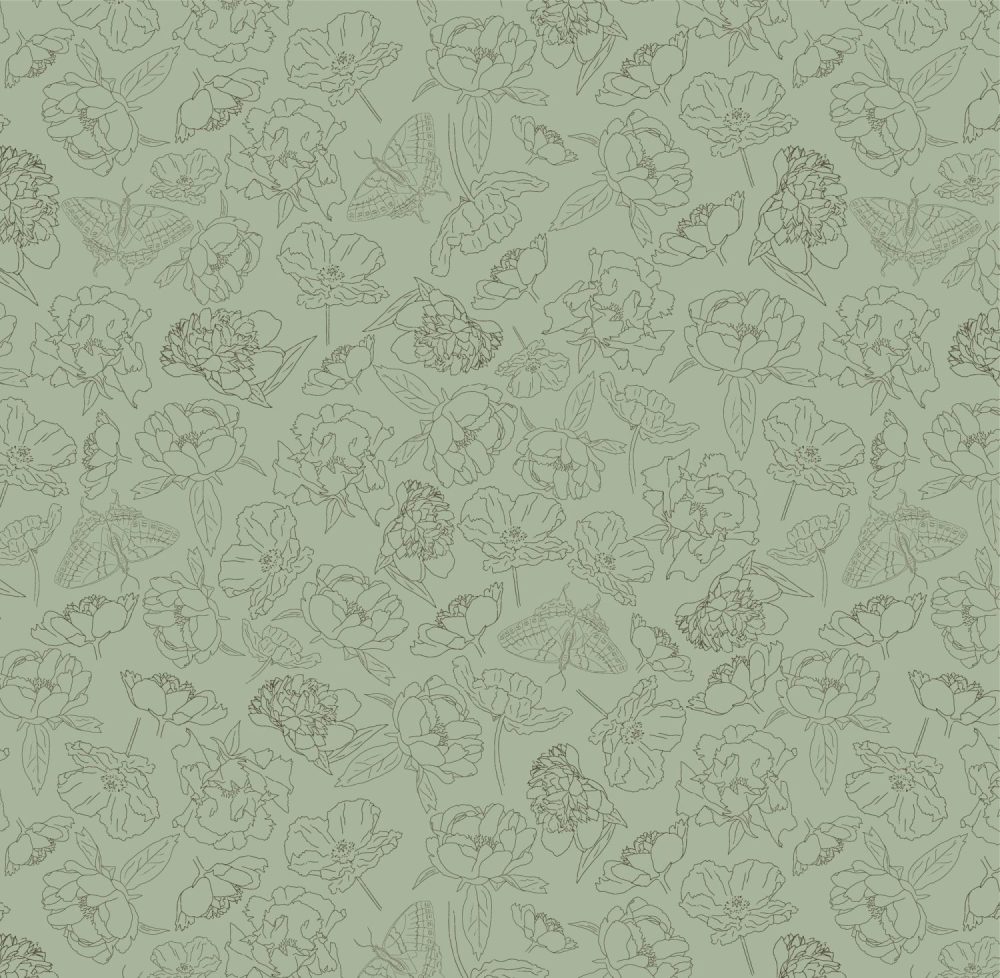 Soft Green Summer Florals wallpaper