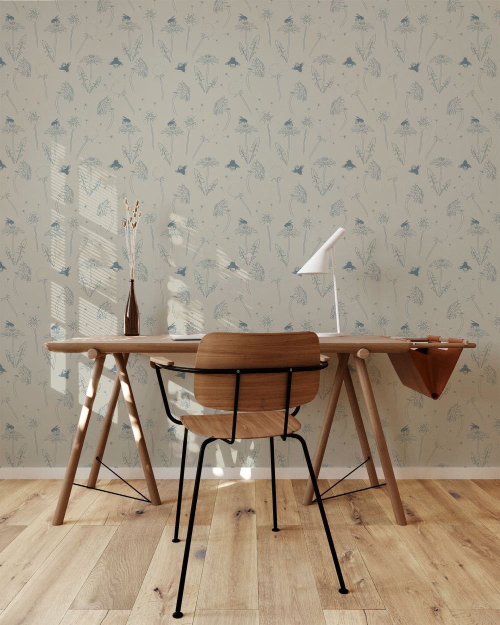 Honey Bee Dreams in Calming Blue wallpaper