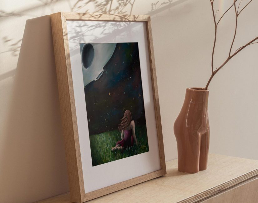 The girl who chased the moon print