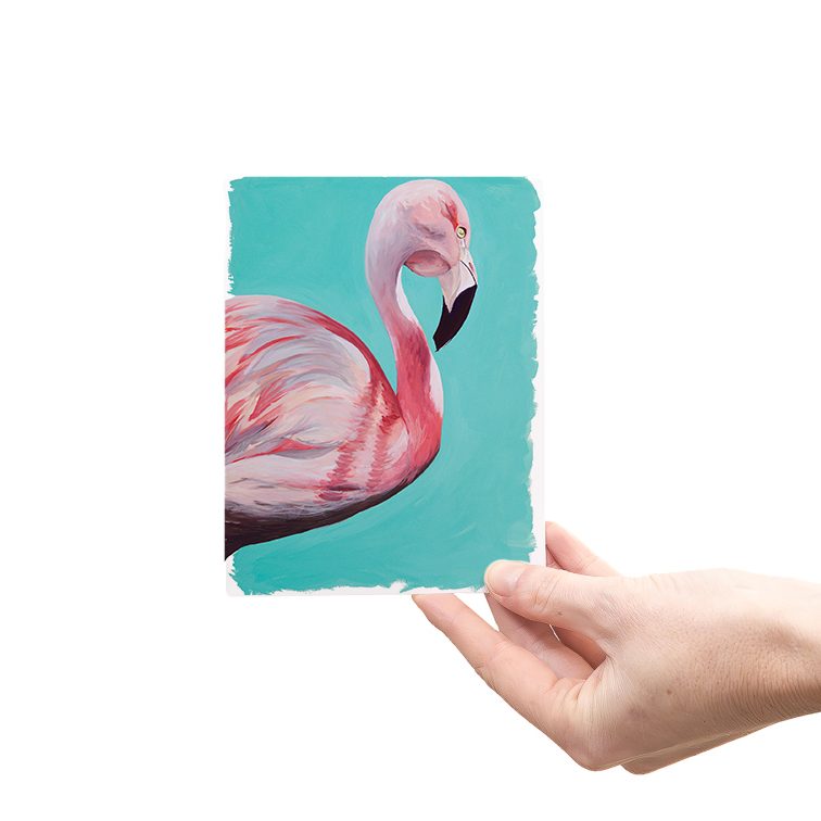 Pink and Blue Flamingo • Everyday Cards