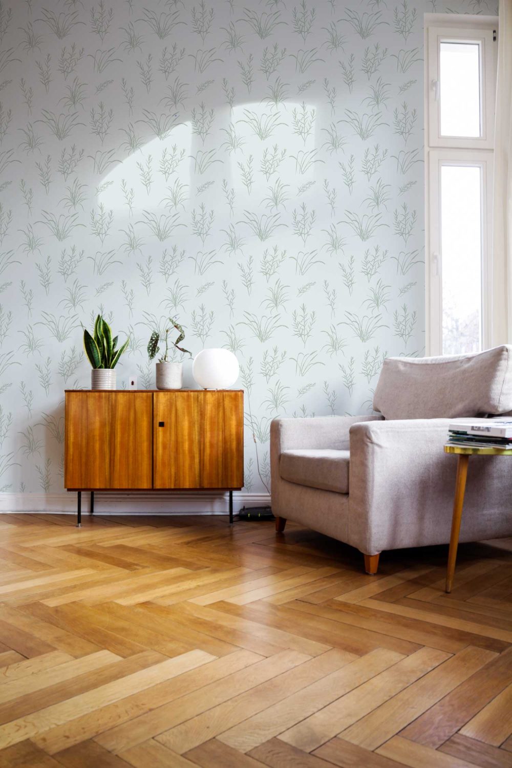 California Grassland wallpaper in sage green