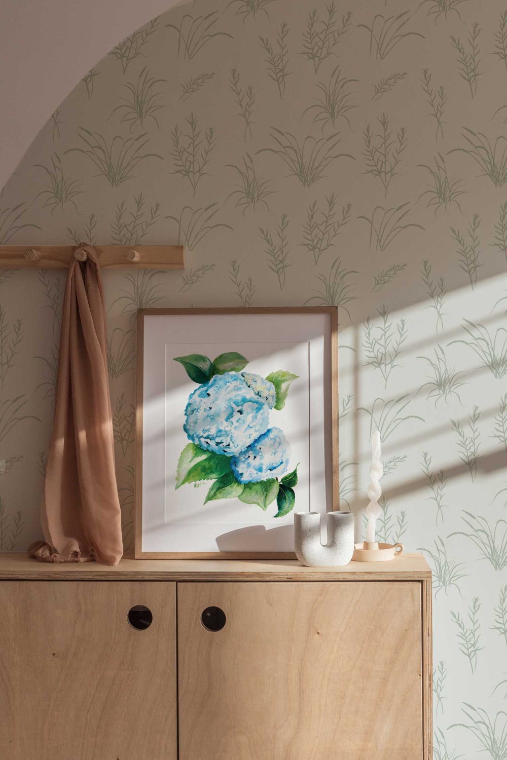 California Grassland wallpaper in sage green