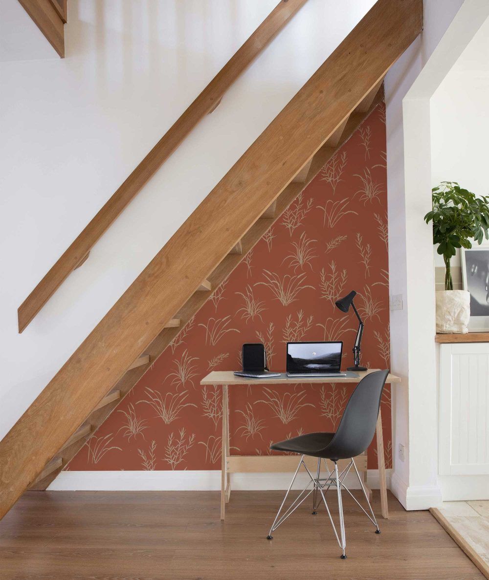 California Grassland wallpaper in terracotta
