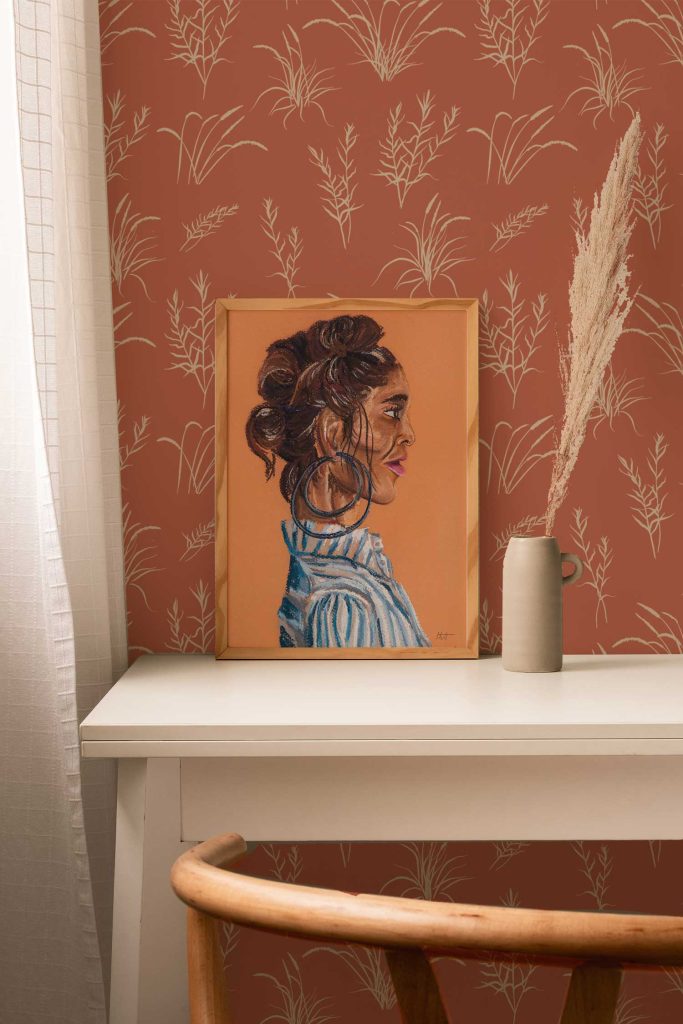 California Grassland wallpaper in terracotta