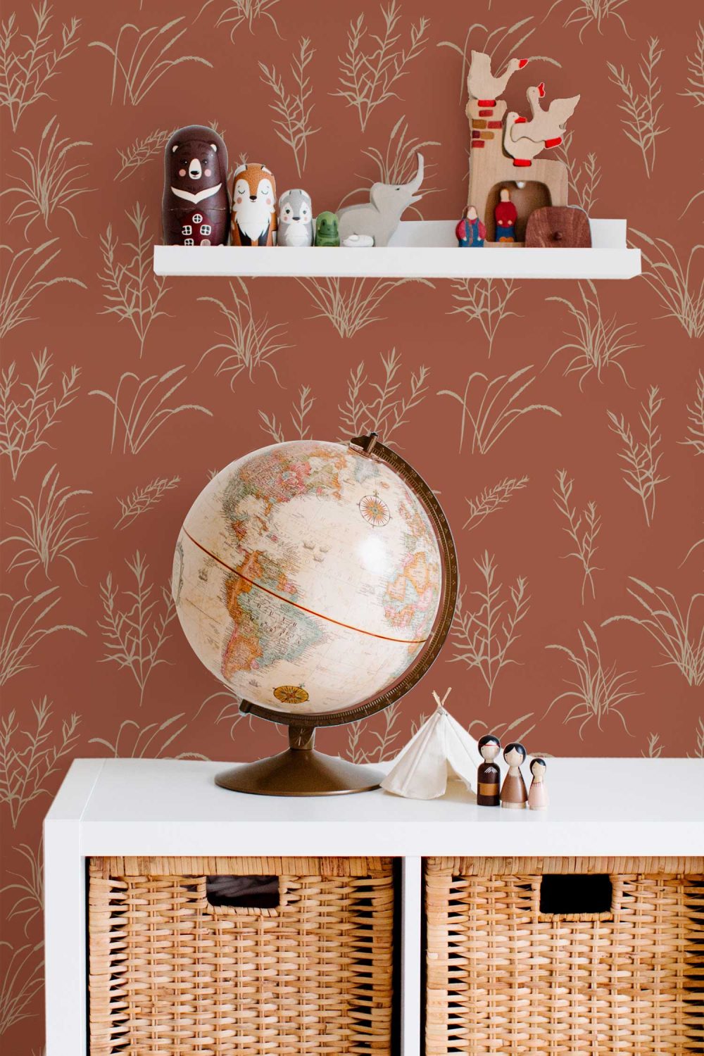 California Grassland wallpaper in terracotta