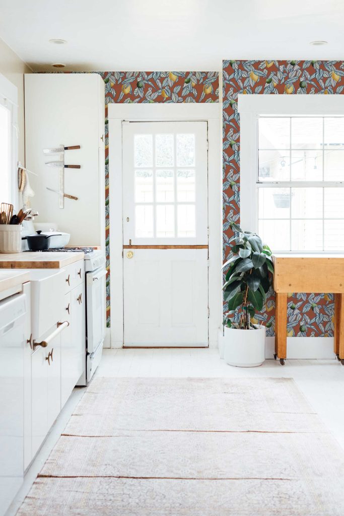 Lemons and Limes Terracotta Wallpaper