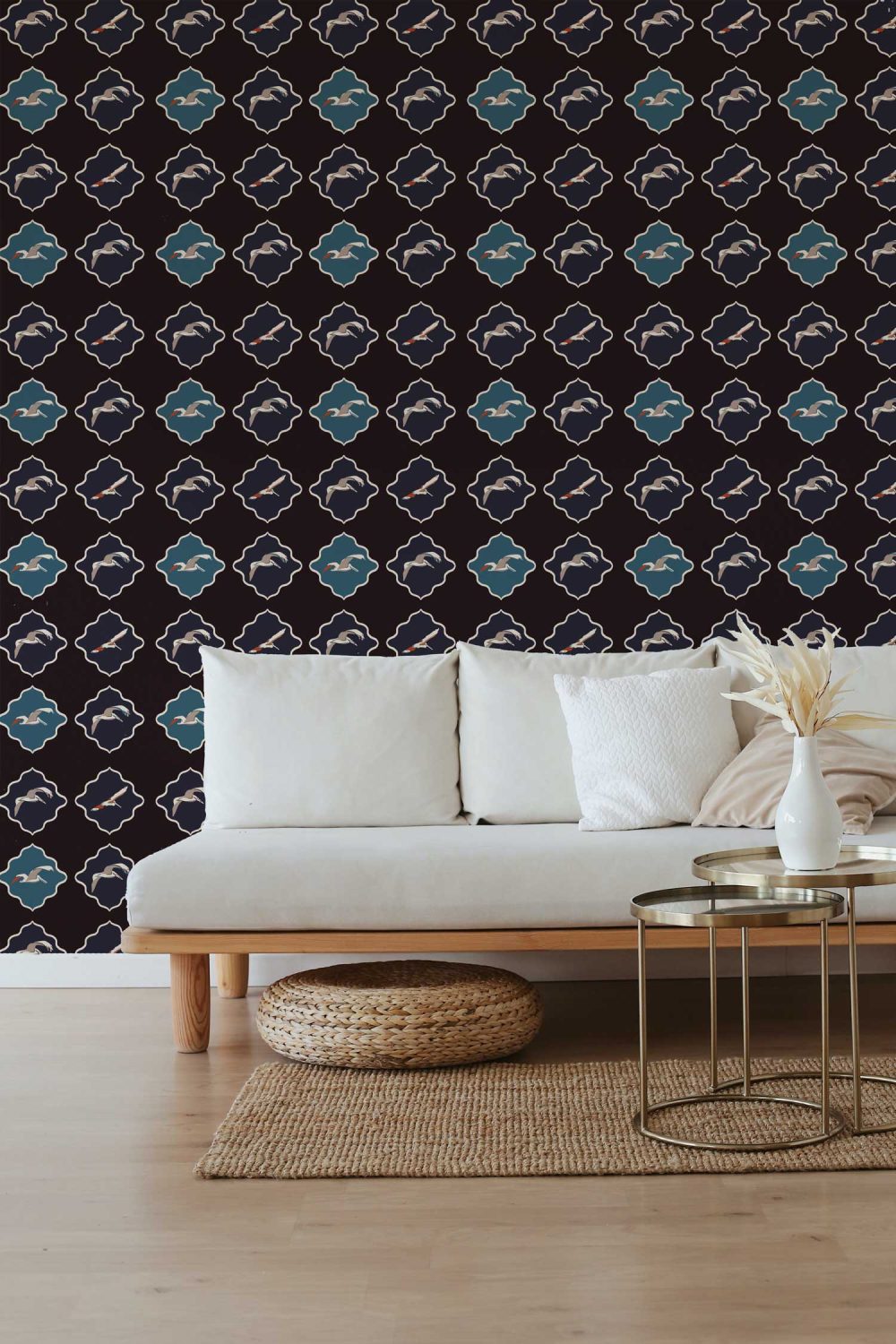 Brown Pelican wallpaper in Dark Navy