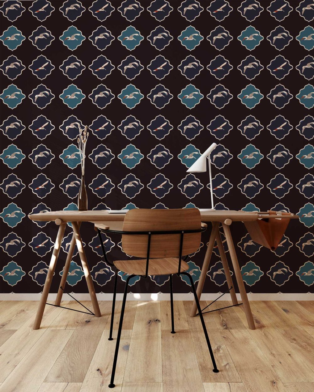 Brown Pelican wallpaper in Dark Navy