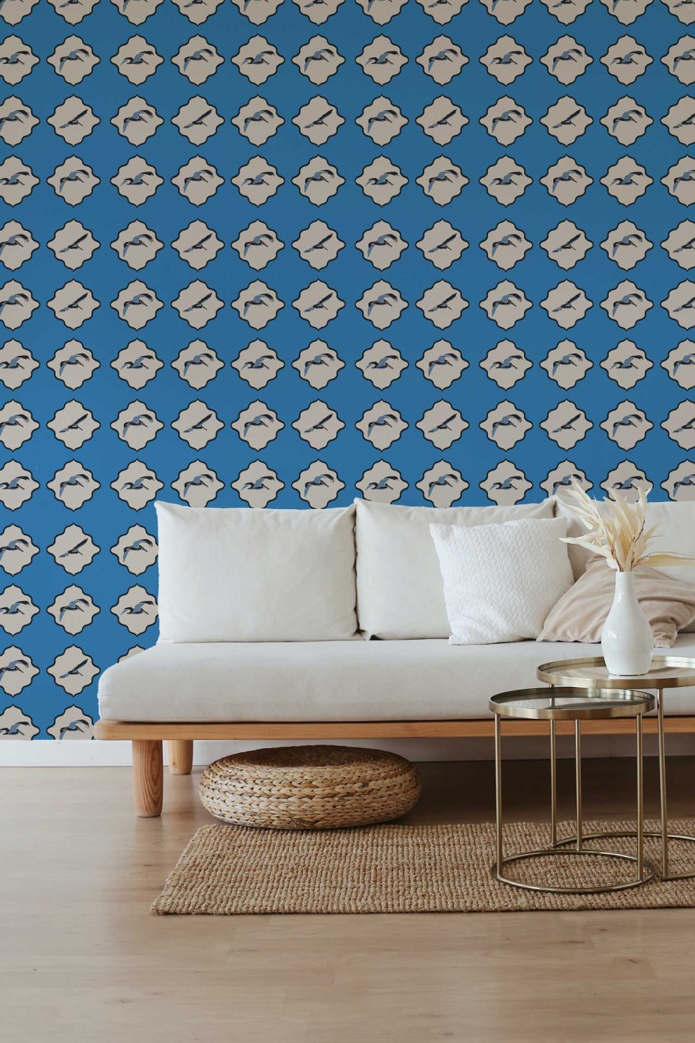 Brown Pelican wallpaper in vibrant Blue
