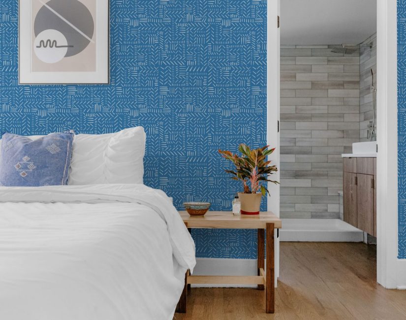 Vibrant Blue Tribal Wallpaper Print