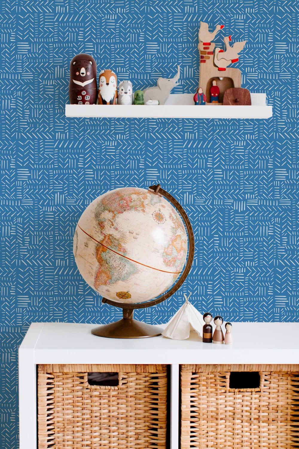 Vibrant Blue Tribal Wallpaper Print