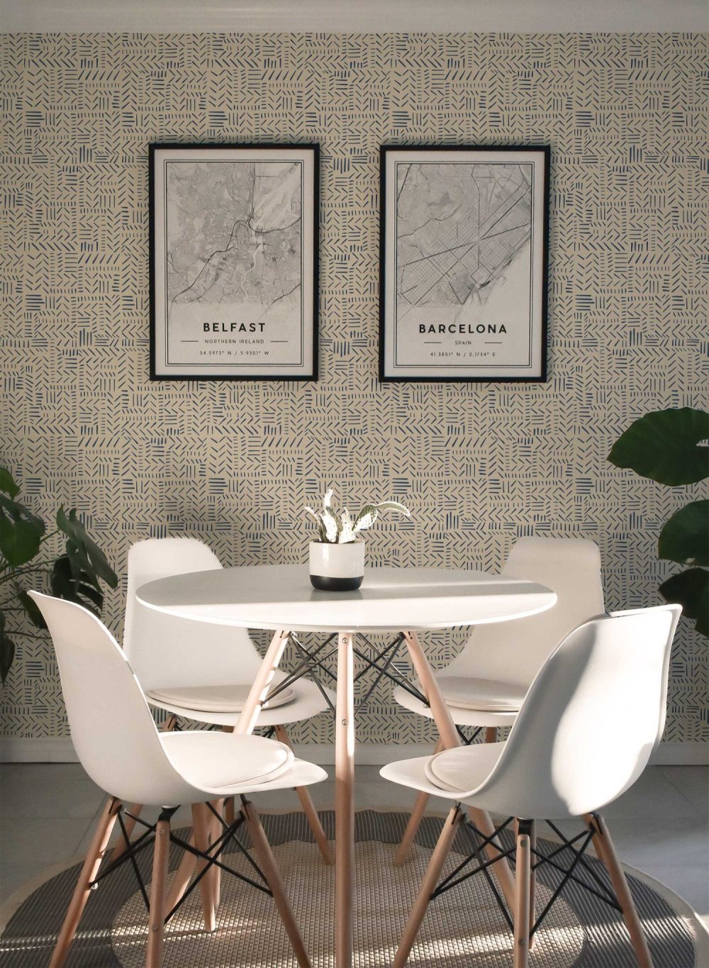 Blue and Sand (tan) Tribal Wallpaper Print
