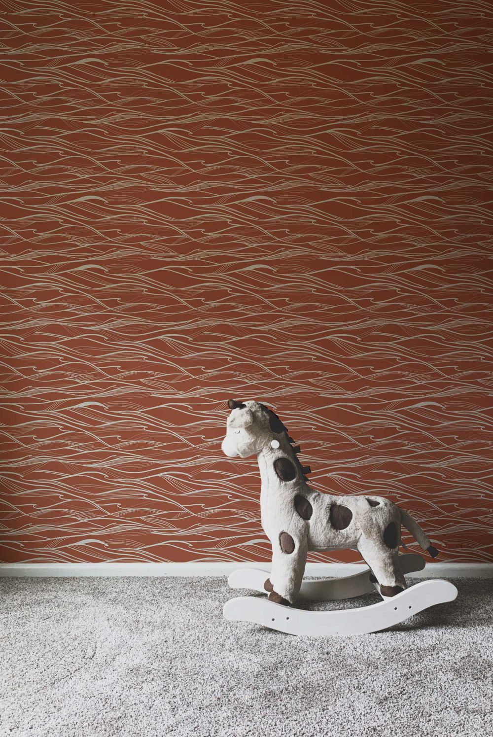 California Waves in Terracotta Wallpaper