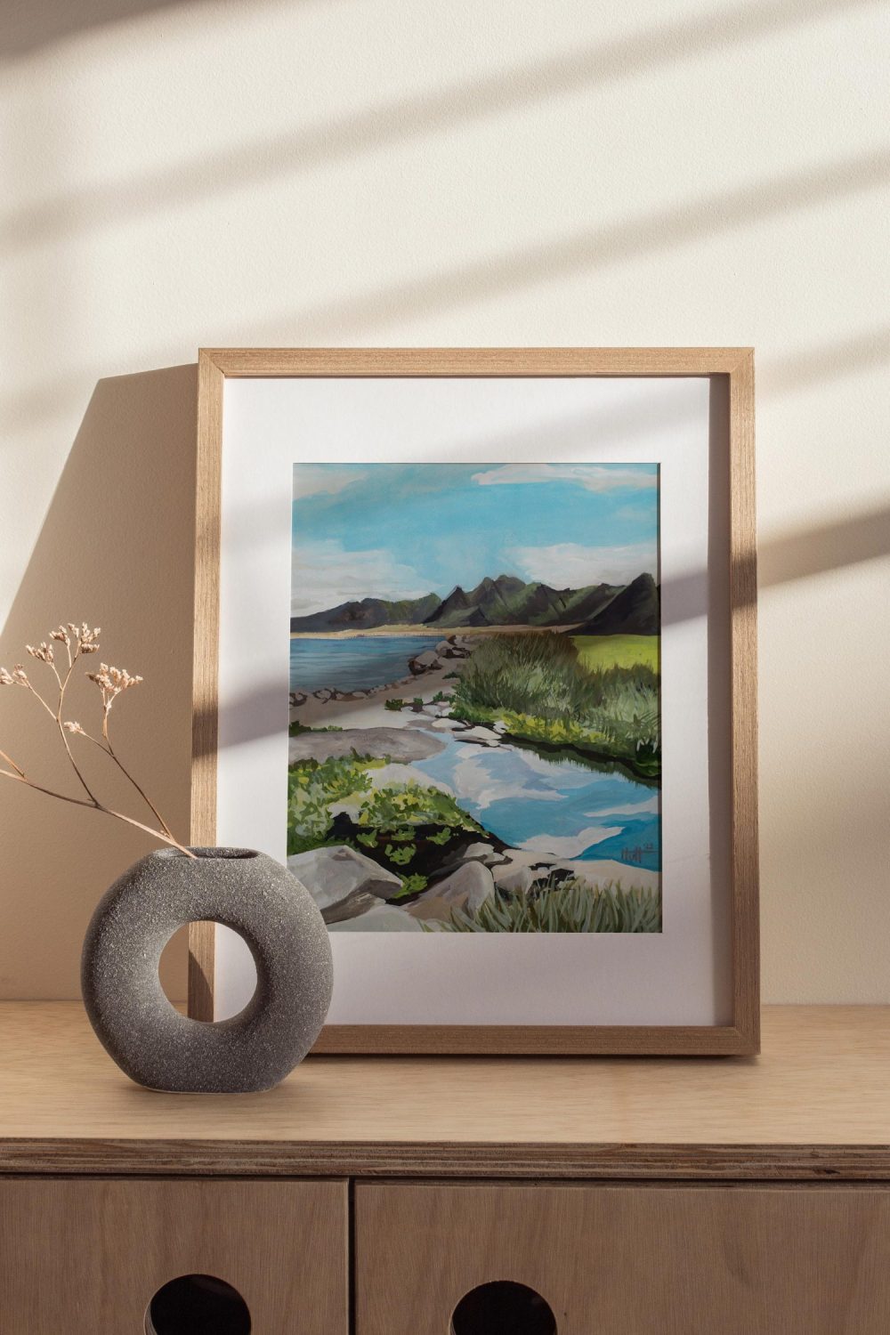 Iceland Mountains Original Painting - Image 2