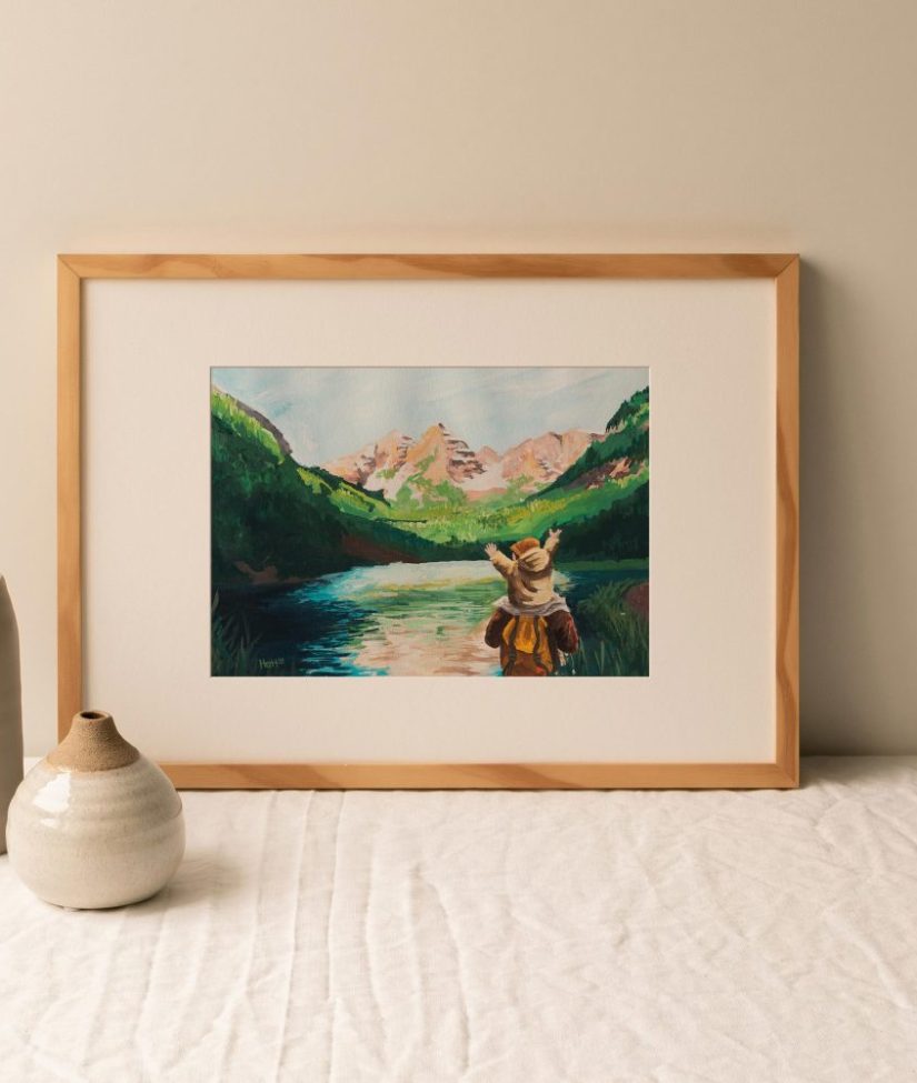 Maroon Bells with Family Art Print