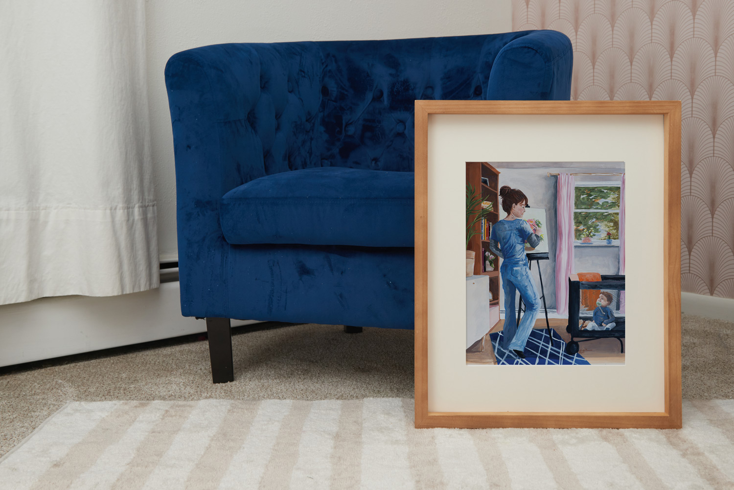 The Mother Artist in studio Gouache print 11x14