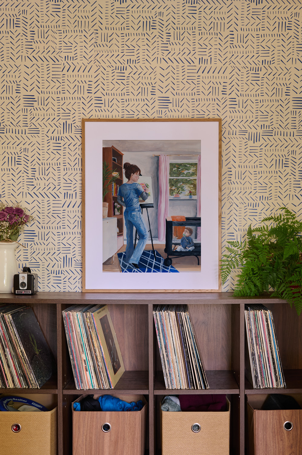 The Mother Artist in studio Gouache print 18x24