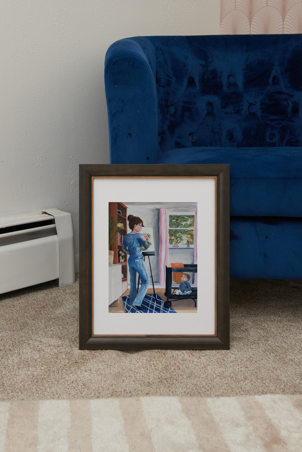 The Mother Artist in studio Gouache print 8x10